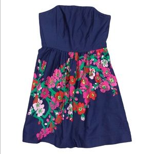 Lilly Pulitzer Floral Strapless Cotton Dress Sz 4